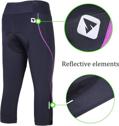 بنطلون نسائي لركوب الدراجات مبطن 3D ضيق مضغوط، سروال طويل لركوب الدراجات مع حزام عريض in Kuwait