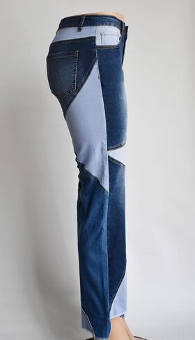 Yimulli Women Straight Leg High Waist Patch Jeans Pants Stretchy Y2K Boyfriend in Saudi Arabia