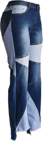 Yimulli Women Straight Leg High Waist Patch Jeans Pants Stretchy Y2K Boyfriend in Saudi Arabia