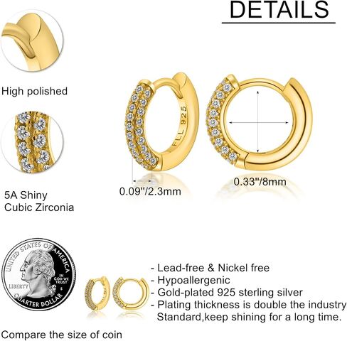 Hoop Earrings For Women Girl,Mini Lightweight Chunky Pave Helix Cartilage Huggie Earring in Saudi Arabia