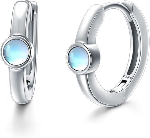LELOUCHY Moonstone Huggie Earrings 925 Sterling Silver Small Moonstone Earrings for Women Girls in Saudi Arabia