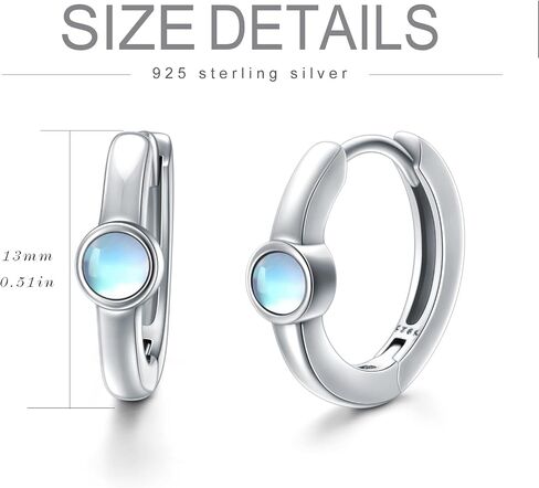 LELOUCHY Moonstone Huggie Earrings 925 Sterling Silver Small Moonstone Earrings for Women Girls in Saudi Arabia