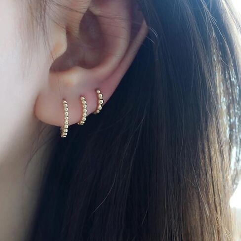 Silver Hoop Earrings- Cartilage Endless Small Hoop Earrings Set for Women Men Girls, 3 Pairs of Hypoallergenic 925 Sterling Silver Post Tragus Earrings (8/10/12mm) in Kuwait