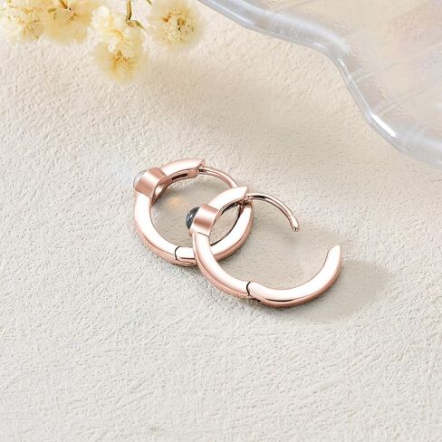 أقراط LELOUCHY Moonstone Huggie من الفضة الإسترلينية عيار 925 أقراط صغيرة من حجر القمر للنساء والفتيات in Kuwait