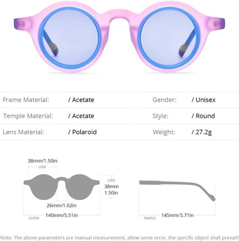 HEPIDEM Matte Acetate Vintage Retro Round Polarized Sunglasses for Women UV400 UV Protection Sun Glasses 9267 in Kuwait