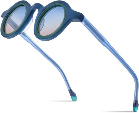 HEPIDEM Matte Acetate Vintage Retro Round Polarized Sunglasses for Women UV400 UV Protection Sun Glasses 9267 in Kuwait