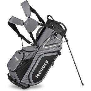 Henoty Golf Stand Bag 14 Way Top Dividers Ergonomic, Lightweight Golf Stand Bag with Stand 8 Pockets, Cooler Pouch, Dust Cover, Backpack Strap and Top Dividers
