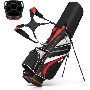 HUAEN Golf Stand Bag for Men Navy 7 Way Divider Golf Bags, 4LB Lightweight Portable Walking/Riding Bags with Dust Cover, Strap