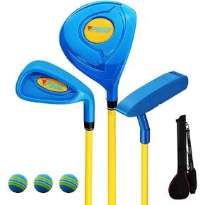 PGM Children's Golf Club Set - Can Hit Real Balls, Includes Wood, Iron, and Putter Clubs, Great for Beginner Boys and Girls, Instructional Training Set