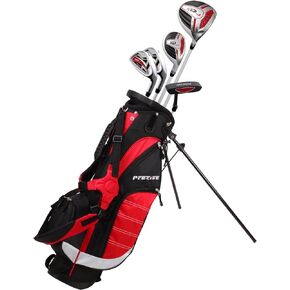 Remarkable Right Handed Junior Golf Club Set for Age 6 to 8 (Height 3'8" to 4'4") Set Includes: Driver (15"), Hybrid Wood (25*), 7, 9 Iron, Putter, Bonus Stand Bag & 2 Headcovers