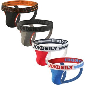 Mens Jockstrap Underwear Athletic Supporters 4-Pack Mesh Breathable Active Thongs For Men