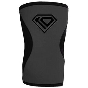 KO Sports Gear Black & Grey Single Neoprene Knee Pad - Wrestling, BJJ, Grappling, MMA, Workouts, Training & More - Shooting Sleeve (Adult X-Large)