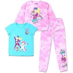 JoJo Siwa girls Cute Comfy Soft Fleece Sweatshirt Sweatpant Tee 3 Piece Set3 Piece Set