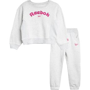 Reebok Girls' Sweatsuit - 2 Piece Performance Fleece Sweatshirt and Jogger Sweatpants - Active Set for Toddlers/Girls, 2T-6X