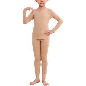 Girls Thermal Underwear Set Crew Neck Fleece Lined Ballet Dance Leotard Undergarments