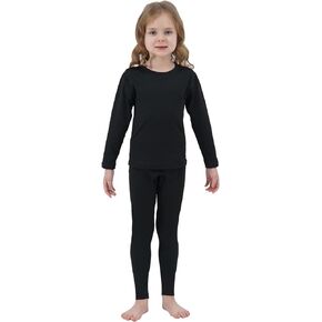 PISIQI Girls Thermal Underwear Set Ultra Soft Long Underwear Kids Fleece Lined Winter Warm Base Layer Long Johns Set