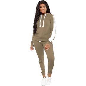 TOPSRANI Womens Two Piece Outfits Casual Sweatsuits Solid Tracksuit Jogging Sweat Suits Matching Jogger Hoodie Pants Set