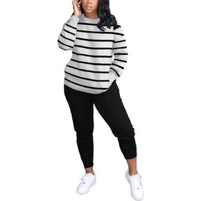 HBQ Two Piece Outfits For Women Casual Long Sleeve Sweatsuits Jogger Tracksuits Lounge Sets With Pockets