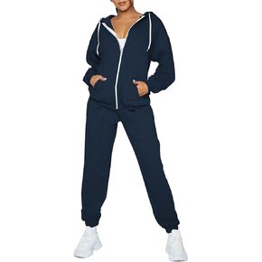 AOHITE Women 2 Piece Sweatsuit Outfits Sets Zipper Up Hooded Sweatshirt And Jogger Pants Workout Sets
