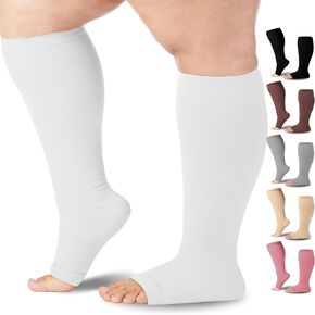 Mojo Compression Socks - Opaque Knee-Hi Open Toe Support Stockings 20-30mmHg, Relieves Discomfort from Post-Thrombotic Syndrome, Lymphatic and Venous Issues - 1 Pair in Kuwait