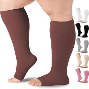 Mojo Compression Socks - Opaque Knee-Hi Open Toe Support Stockings 20-30mmHg, Relieves Discomfort from Post-Thrombotic Syndrome, Lymphatic and Venous Issues - 1 Pair