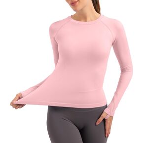 MathCat Workout Shirts for Women,Long Sleeve Workout Tops for Women,Yoga Compression Shirts Women,Soft Athletic Top Slim Fit