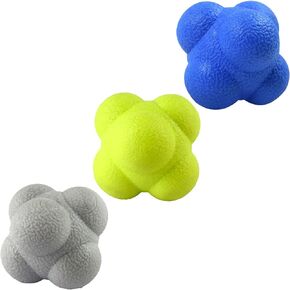 Reaction Ball,Reflex Ball for Hand Eye Coordination Training,2.83 inch,Pack of 3-Blue,Yellow,Grey