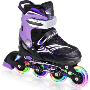 4 Size Adjustable Inline Skate for Kids,Children's Inline Skates with Light Up Wheel,Outdoor Illuminating Roller Skates for Girls,Boys and Beginners