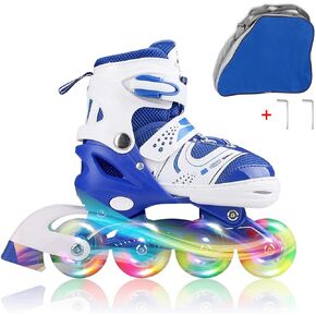 JIFAR Skates Children's Inline Skates for Kids and Youth, Adjustable Kids Roller Skates with Full Light Up Wheels for Girls Boys, Indoor&Outdoor Ice Skating Equipment