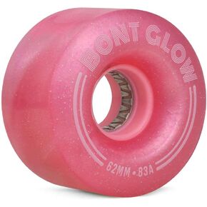 Bont Skates - Glow Light Up LED Quad Roller Skate Wheels - Recreational Street Outdoor Skating - 62x35mm 83A - Set of 4 wheels (Cherry Blossom Pink)