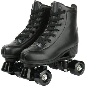Roller Skates, Double-Row Roller Skates for Unisex, Roller Skates PU Leather High-top Roller Skates Four-Wheel Roller Skates Shiny Roller Skates