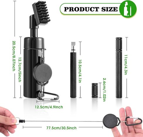 Wynaura Pro Golf Club Cleaner Brush with Golf Groove Sharpener Tool Suitable for U & V-Grooves 8 Inches Golf Water Brush with Retractable Clip Hold 5oz of Water Perfect Golf Accessories for Men/Women in Saudi Arabia