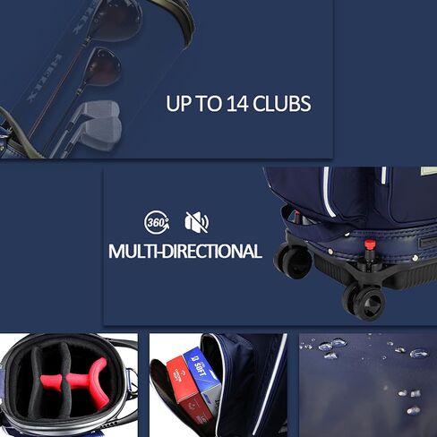HELIX-Golf Golf Cart Bag, Easy to Carry, Retractable Golf Club Cart Bag with Locking Wheels Chassis and Latest Integrated Handgrip. in Kuwait