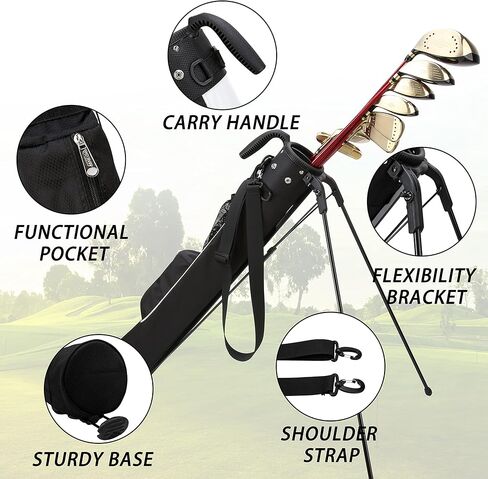 حقائب PGM Golf Sunday - حقيبة جولف خفيفة الوزن مع حزام وحامل - حقيبة جولف متينة وسهلة الحمل - حقيبة حامل جولف لميدان القيادة، Par 3 والدورات التنفيذية - حقيبة مسدس الجولف in Kuwait