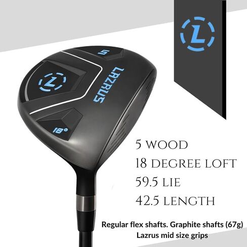LAZRUS Golf Premium Fairway Woods - 3 خشب، 5 خشب، أو 7 نادي جولف خشبي - أخشاب جولف عالية الجودة للرجال اليد اليمنى مع غطاء الرأس in Kuwait
