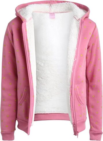 Girls’ Fleece Jogger Set – 2 Piece Sherpa Full- Zip Hooded Sweatshirt and Jogger Sweatpants (Size: 4-16) in Saudi Arabia