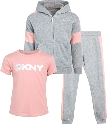 طقم سويت شيرت رياضي بغطاء للرأس وسحاب من الصوف للفتيات من DKNY مكون من 3 قطع in Saudi Arabia