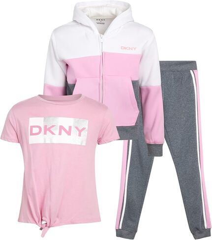 طقم سويت شيرت رياضي بغطاء للرأس وسحاب من الصوف للفتيات من DKNY مكون من 3 قطع in Saudi Arabia