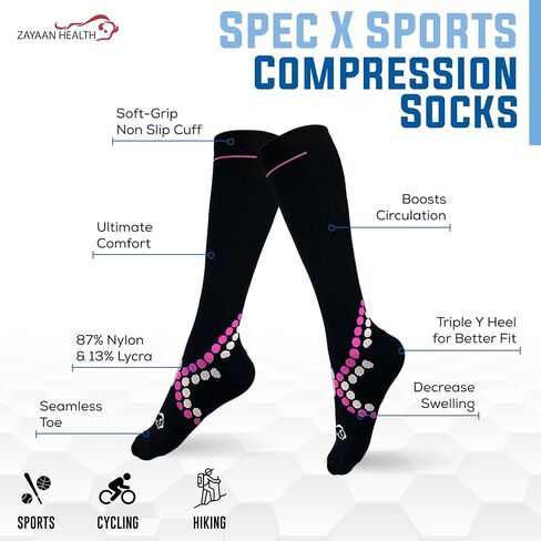 Compression Socks for Women & Men (15-20 mm/Hg) | Socks for Sports, Nurses, Runners, Muscle Recovery, Cycling in Saudi Arabia