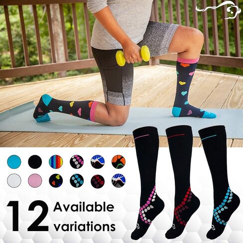 Compression Socks for Women & Men (15-20 mm/Hg) | Socks for Sports, Nurses, Runners, Muscle Recovery, Cycling in Saudi Arabia