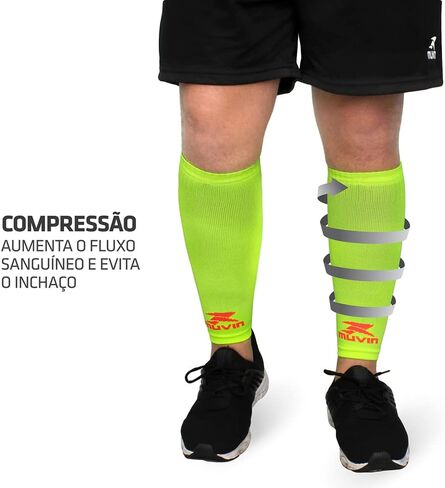 أكمام مضغوطة صلبة من Muvin للرجال والنساء - الجري، الرياضة - جبائر الساق، آلام الساق، تخفيف آلام العضلات (M، أصفر) in Kuwait