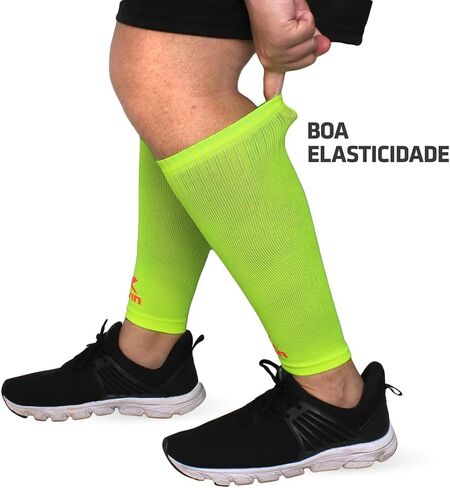 أكمام مضغوطة صلبة من Muvin للرجال والنساء - الجري، الرياضة - جبائر الساق، آلام الساق، تخفيف آلام العضلات (M، أصفر) in Kuwait