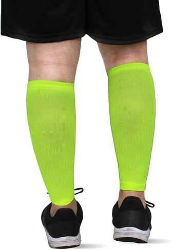 أكمام مضغوطة صلبة من Muvin للرجال والنساء - الجري، الرياضة - جبائر الساق، آلام الساق، تخفيف آلام العضلات (M، أصفر) in Kuwait