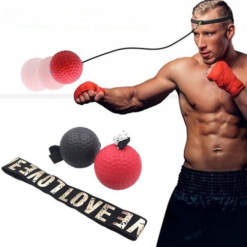 Red Boxing Reflex Ball - Improve Reaction Speed and Hand Eye Coordination Training Boxing Equipment for Training at Home Boxing Reflex Ball with Adjustable Elastic Head Band Speed and Agility Training in Saudi Arabia