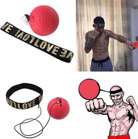 Red Boxing Reflex Ball - Improve Reaction Speed and Hand Eye Coordination Training Boxing Equipment for Training at Home Boxing Reflex Ball with Adjustable Elastic Head Band Speed and Agility Training in Saudi Arabia