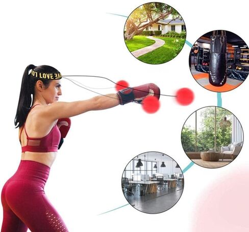 Red Boxing Reflex Ball - Improve Reaction Speed and Hand Eye Coordination Training Boxing Equipment for Training at Home Boxing Reflex Ball with Adjustable Elastic Head Band Speed and Agility Training in Saudi Arabia