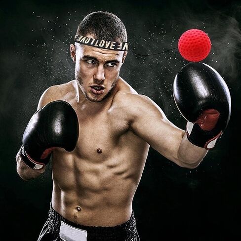 Red Boxing Reflex Ball - Improve Reaction Speed and Hand Eye Coordination Training Boxing Equipment for Training at Home Boxing Reflex Ball with Adjustable Elastic Head Band Speed and Agility Training in Saudi Arabia