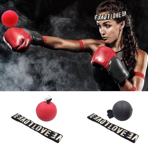 Red Boxing Reflex Ball - Improve Reaction Speed and Hand Eye Coordination Training Boxing Equipment for Training at Home Boxing Reflex Ball with Adjustable Elastic Head Band Speed and Agility Training in Saudi Arabia
