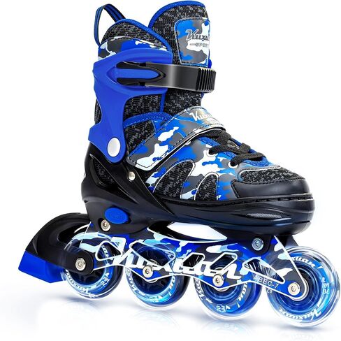 Kuxuan Skates Adjustable Inline Skates for Kids and Youth with Full Light Up Wheels Camo Outdoor Fun Illuminating Skates for Girls and Boys Beginner in Saudi Arabia