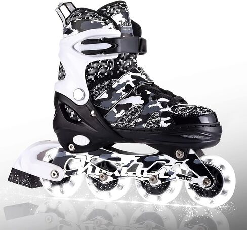 Kuxuan Skates Adjustable Inline Skates for Kids and Youth with Full Light Up Wheels Camo Outdoor Fun Illuminating Skates for Girls and Boys Beginner in Saudi Arabia